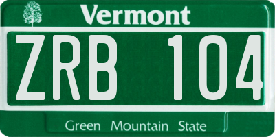 VT license plate ZRB104