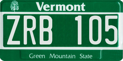 VT license plate ZRB105