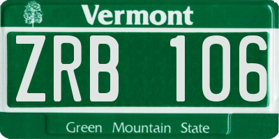 VT license plate ZRB106