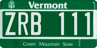 VT license plate ZRB111