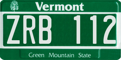 VT license plate ZRB112