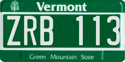 VT license plate ZRB113