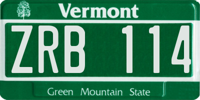 VT license plate ZRB114