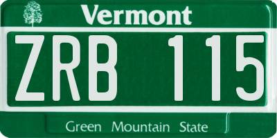 VT license plate ZRB115