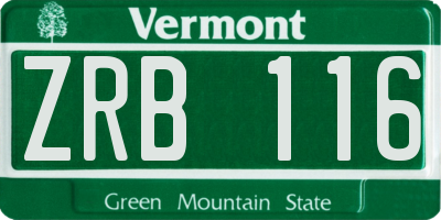 VT license plate ZRB116