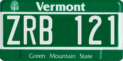 VT license plate ZRB121