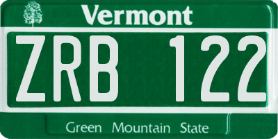 VT license plate ZRB122