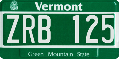 VT license plate ZRB125
