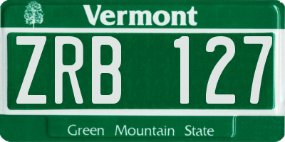 VT license plate ZRB127