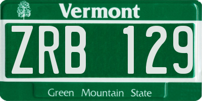 VT license plate ZRB129