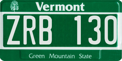 VT license plate ZRB130