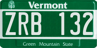 VT license plate ZRB132