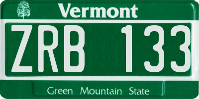 VT license plate ZRB133
