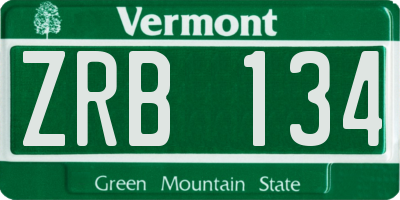 VT license plate ZRB134