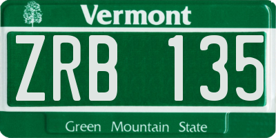 VT license plate ZRB135