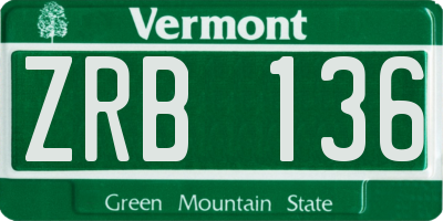 VT license plate ZRB136