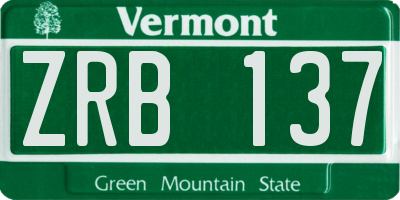 VT license plate ZRB137