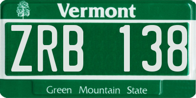 VT license plate ZRB138