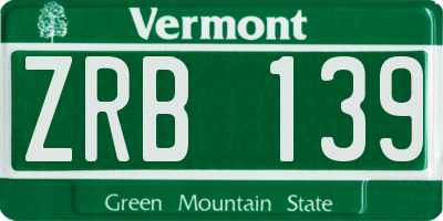 VT license plate ZRB139