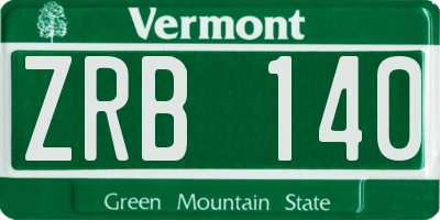 VT license plate ZRB140