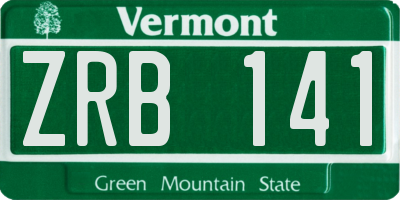 VT license plate ZRB141