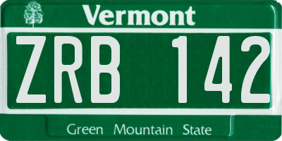 VT license plate ZRB142