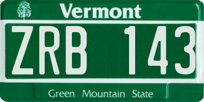 VT license plate ZRB143