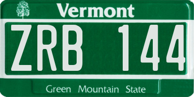 VT license plate ZRB144