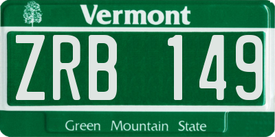 VT license plate ZRB149