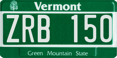 VT license plate ZRB150