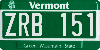 VT license plate ZRB151