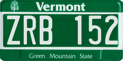 VT license plate ZRB152