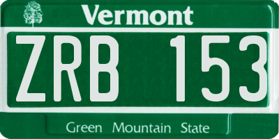 VT license plate ZRB153