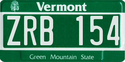 VT license plate ZRB154
