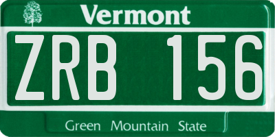 VT license plate ZRB156