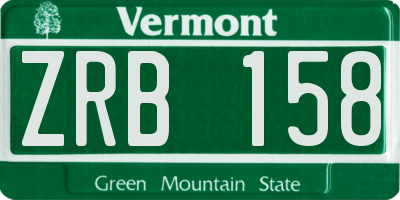VT license plate ZRB158