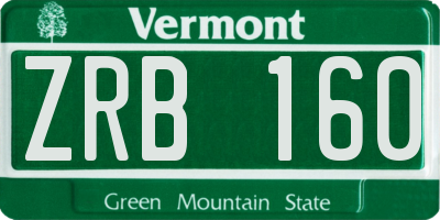 VT license plate ZRB160