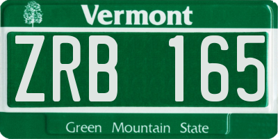 VT license plate ZRB165