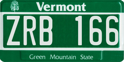 VT license plate ZRB166
