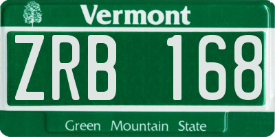 VT license plate ZRB168