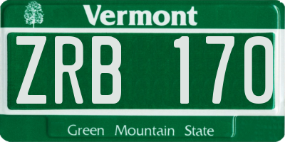 VT license plate ZRB170