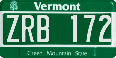 VT license plate ZRB172