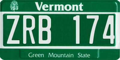 VT license plate ZRB174