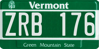VT license plate ZRB176