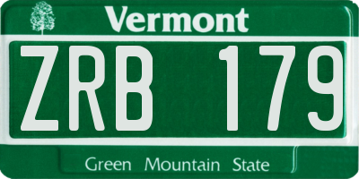 VT license plate ZRB179