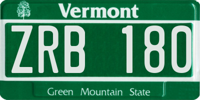 VT license plate ZRB180