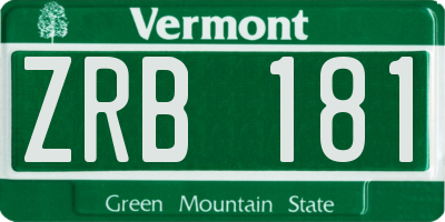 VT license plate ZRB181