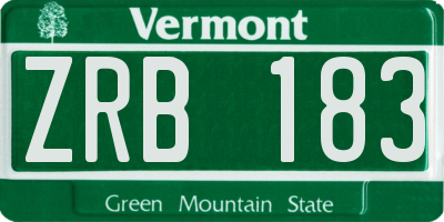 VT license plate ZRB183