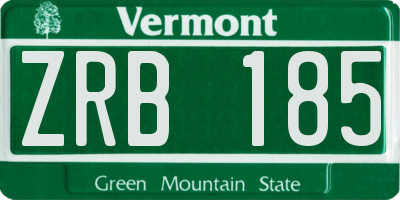 VT license plate ZRB185