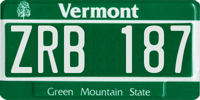 VT license plate ZRB187